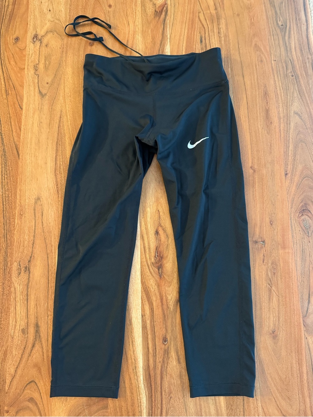Nike Black Athletic Leggings with White Swoosh